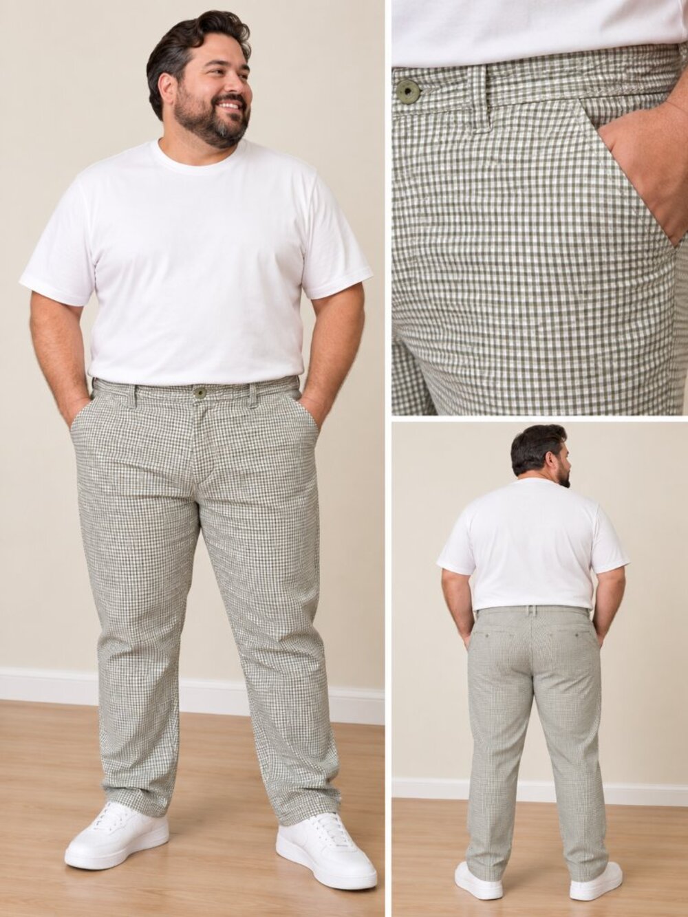 Tommy Bahama Men's White & Tan Micro-Check Pants Size 52x32(29)